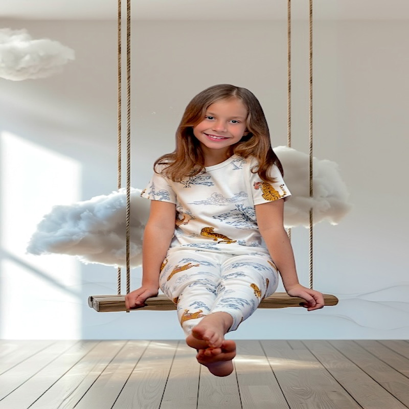 Pajama Set 2Y-7Y Organic Cotton O-neck Super Soft And Breathable Tiger HY6007-24